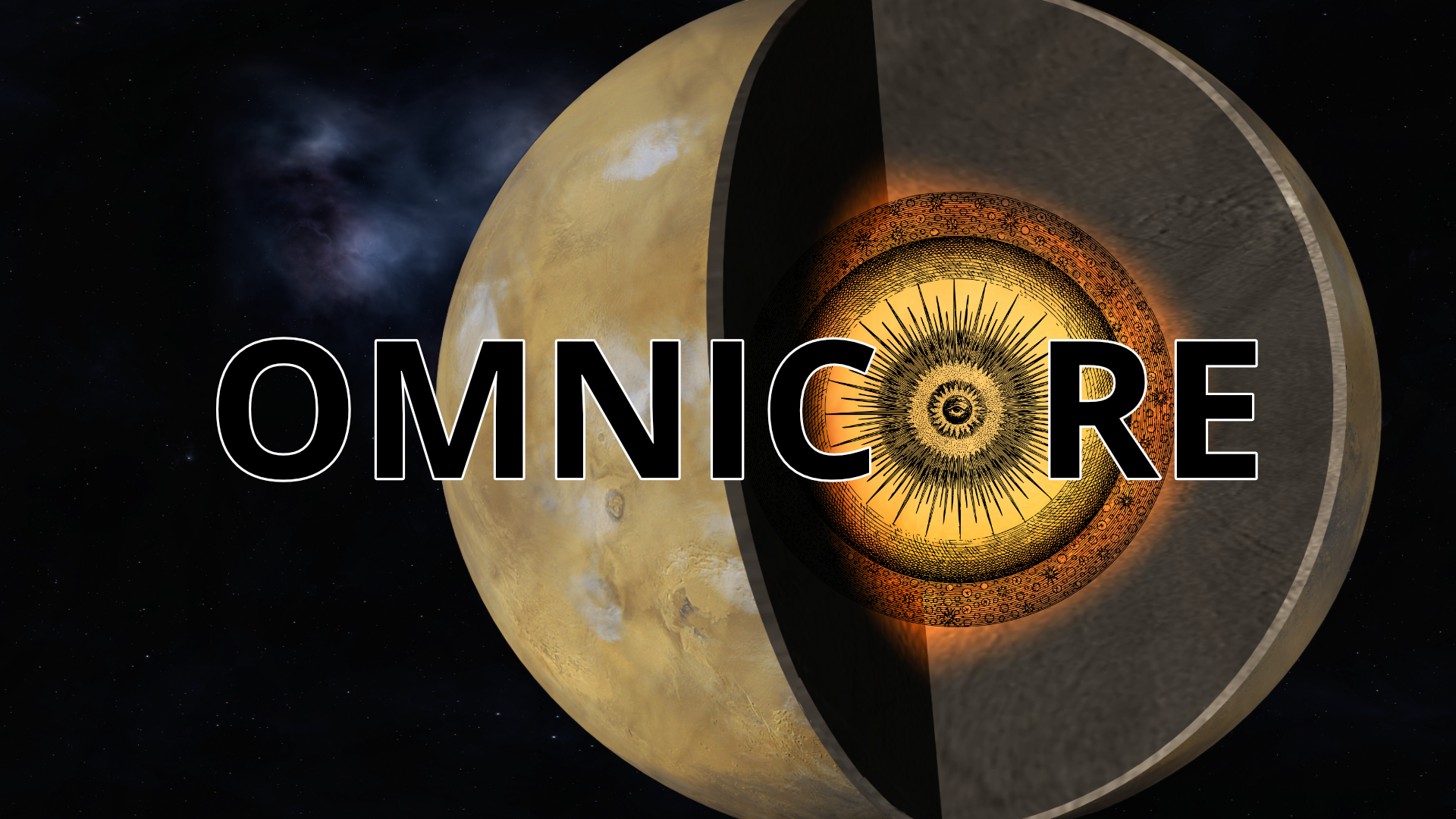 Omnicore hero artwork showing a planet and glowing core